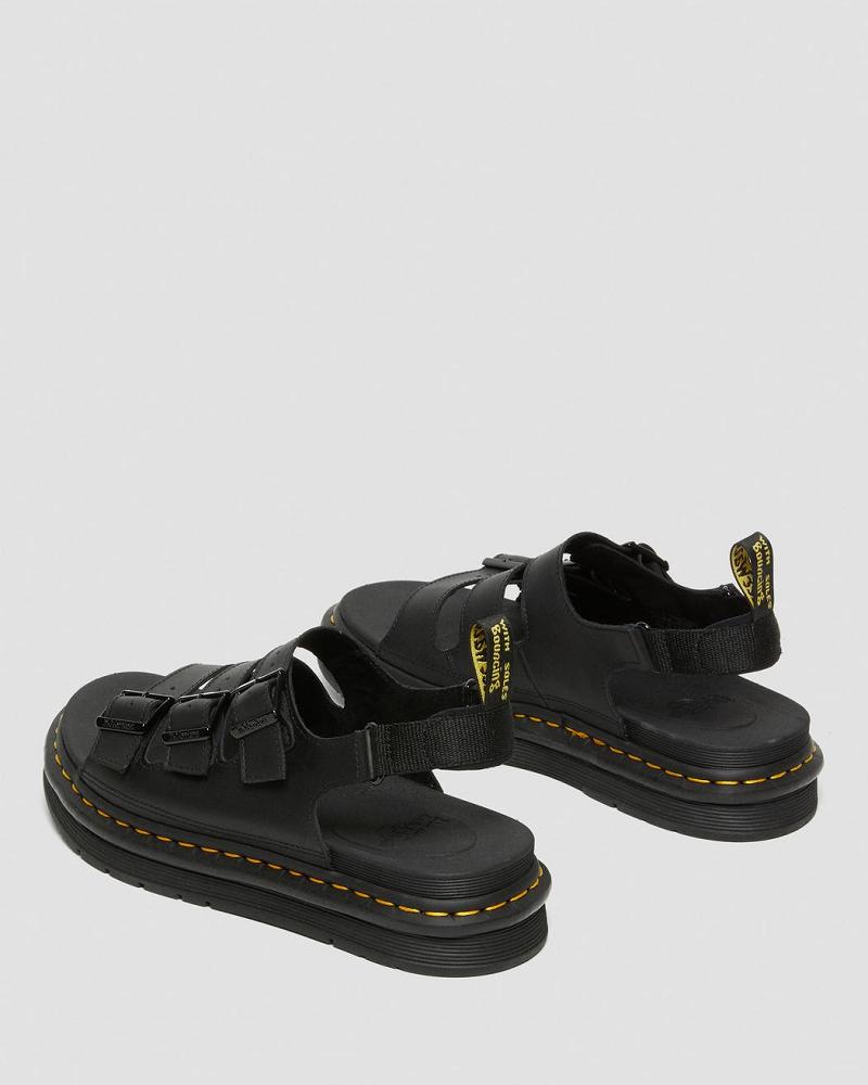 Dr Martens Soloman Men's Leren Sandalen Met Riem Heren Zwart | NL 165RVD